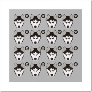 siberian husky dog pattern Posters and Art